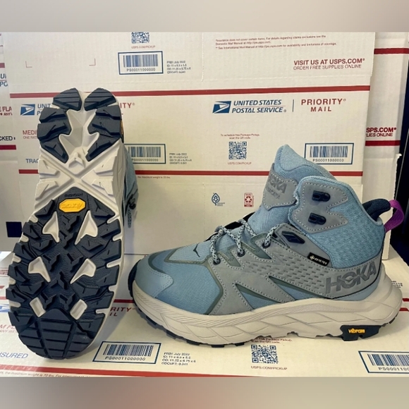 Hoka One One Anacapa Gore-Tex Mid Vibram Hiking Boots Shoes Blue Size 7.5 - Picture 3 of 15
